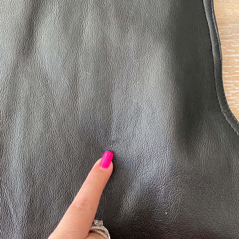 iLANA leather look black overall mini dress - Picture 10 of 14